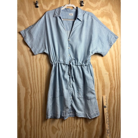 Faherty Tried & True Chambray Oakley Dress Arctic Sea Wash L Linen blend coastal - Picture 2 of 9